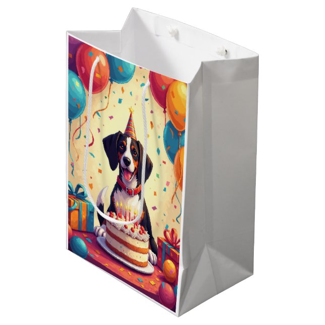 Treeing Walker Coonhound Birthday Celebration Medium Gift Bag (Front Angled)