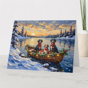 Treeing Walker Coonhound Christmas Boat Holiday Card