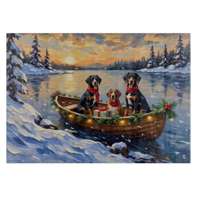 Treeing Walker Coonhound Christmas Boat Holiday Cutting Board (Front)