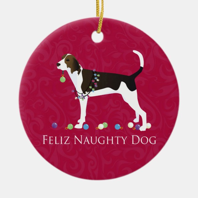 Treeing Walker Coonhound Christmas Ceramic Tree Decoration (Front)