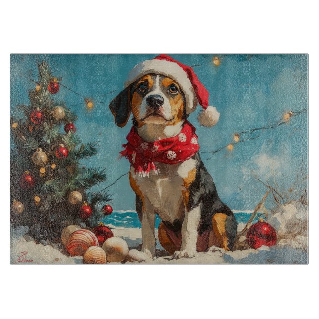 Treeing Walker Coonhound Christmas Vintage Beach  Cutting Board (Front)