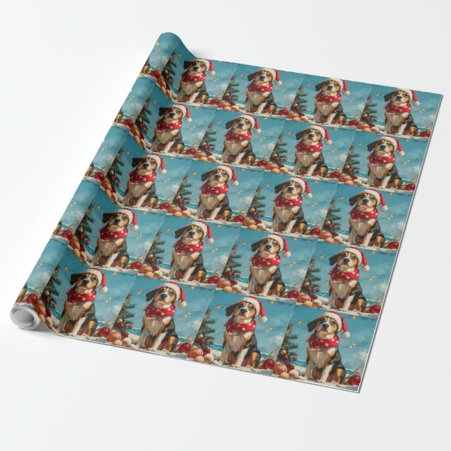 Treeing Walker Coonhound Christmas Vintage Beach  Wrapping Paper (Unrolled)