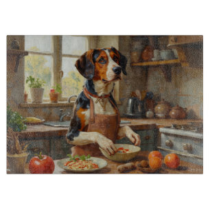 Treeing Walker Coonhound Cooking in Kitchen Cutting Board