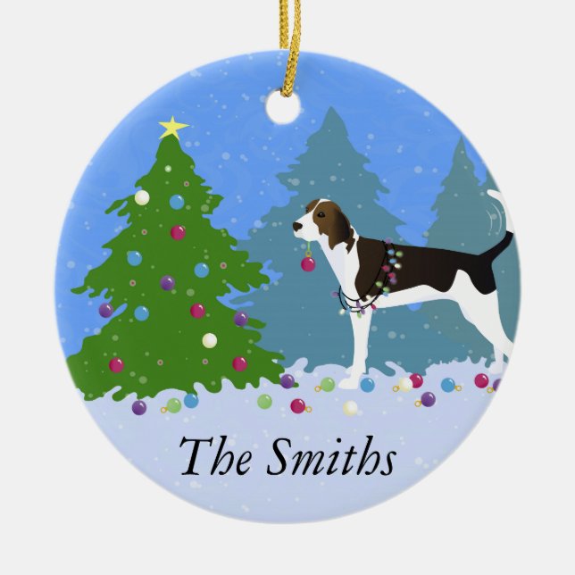Treeing Walker Coonhound Decorating Christmas Tree Ceramic Tree Decoration (Front)