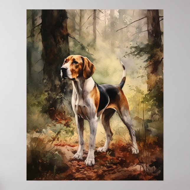 Treeing Walker Coonhound Dog Art Print Poster (Front)