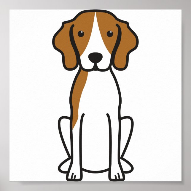 Treeing Walker Coonhound Dog Cartoon Poster (Front)