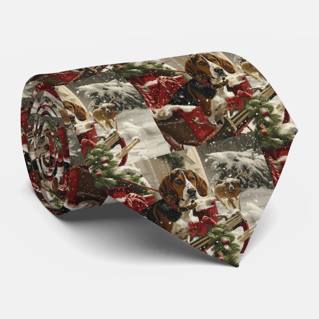 Treeing Walker Coonhound Dog Christmas Festive Tie (Rolled)