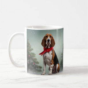Treeing Walker Coonhound Dog in Snow Christmas Coffee Mug