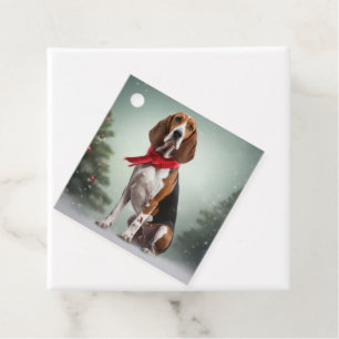 Treeing Walker Coonhound Dog in Snow Christmas Favour Tags