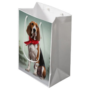 Treeing Walker Coonhound Dog in Snow Christmas Medium Gift Bag