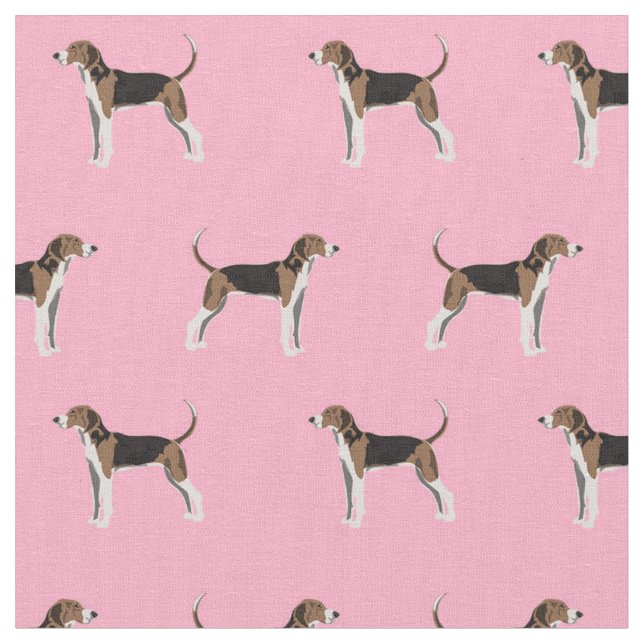 Treeing Walker Coonhound dog pink Fabric (Close Up)