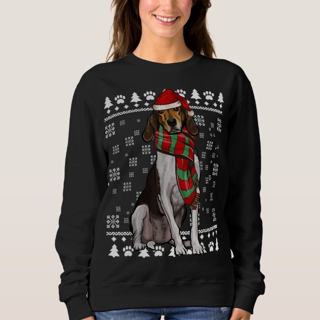 Treeing Walker Coonhound Dog Santa Hat Xmas Ugly C Sweatshirt (Front)