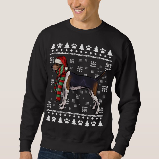 Treeing Walker Coonhound Dog Santa Hat Xmas Ugly C Sweatshirt (Front)