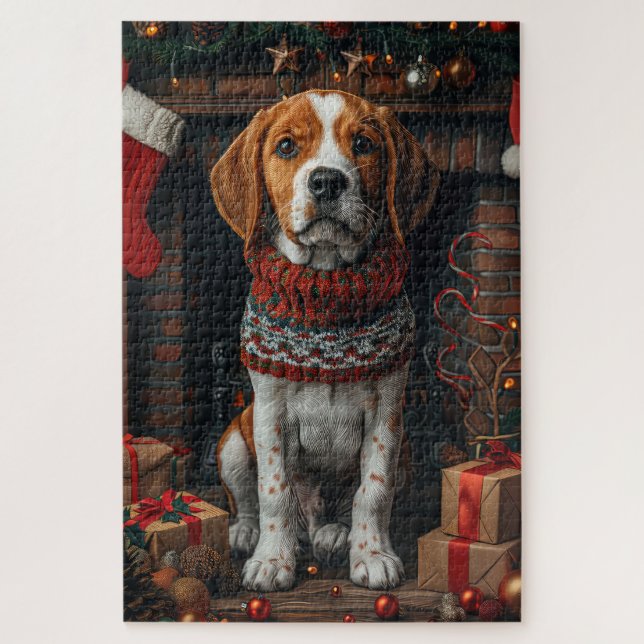 Treeing Walker Coonhound Dog With Christmas Gifts  Jigsaw Puzzle (Vertical)