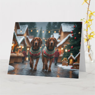 Treeing Walker Coonhound Dogs Christmas Snow  Card
