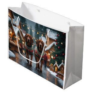 Treeing Walker Coonhound Dogs Christmas Snow  Large Gift Bag