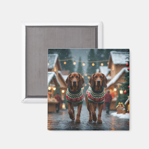 Treeing Walker Coonhound Dogs Christmas Snow  Magnet