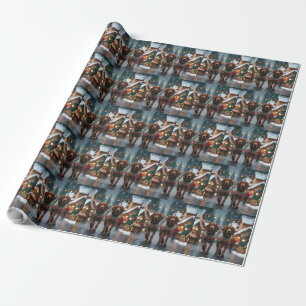 Treeing Walker Coonhound Dogs Christmas Snow  Wrapping Paper