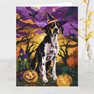 Treeing Walker Coonhound Halloween Witch Pumpkin Card