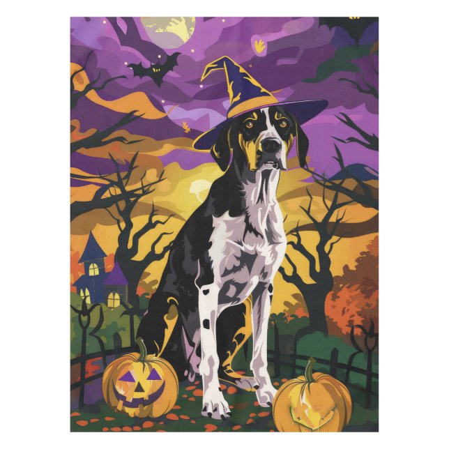 Treeing Walker Coonhound Halloween Witch Pumpkin Tablecloth (Front)