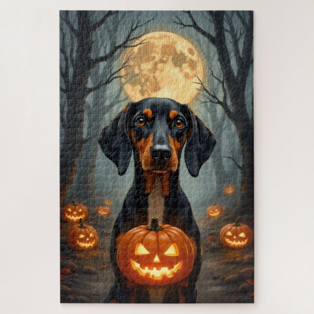 Treeing Walker Coonhound Haunted Halloween  Jigsaw Puzzle (Vertical)