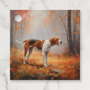 Treeing Walker Coonhound in Autumn Leaves Fall Favour Tags