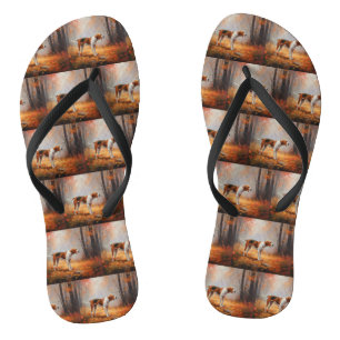 Treeing Walker Coonhound in Autumn Leaves Fall Jandals