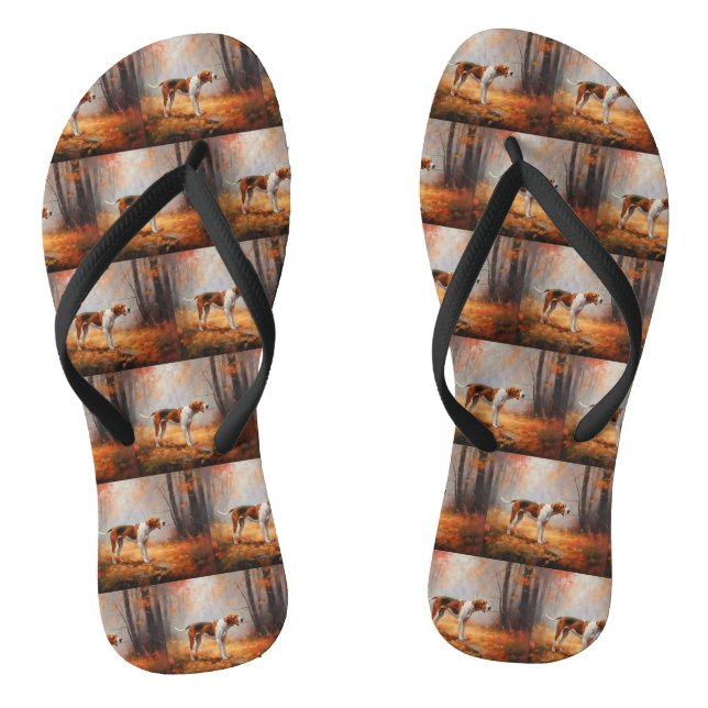 Treeing Walker Coonhound in Autumn Leaves Fall  Jandals (Footbed)