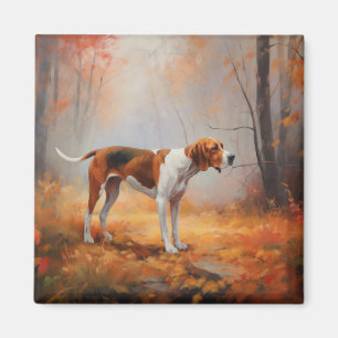 Treeing Walker Coonhound in Autumn Leaves Fall  Magnet