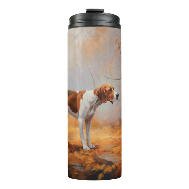Treeing Walker Coonhound in Autumn Leaves Fall  Thermal Tumbler (Front)