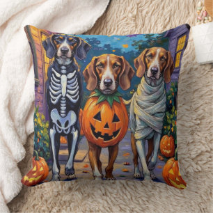 Treeing Walker Coonhound In Halloween Costumes Cushion