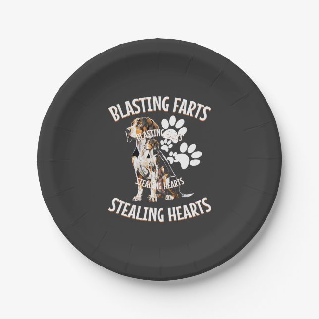 Treeing Walker Coonhound Lover Dog Owner Blasting Paper Plate (Front)