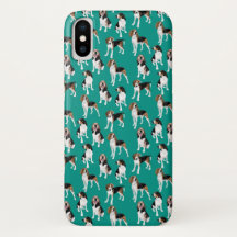 Treeing  Walker Coonhound on Teal