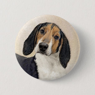 Treeing Walker Coonhound Painting - Original Art 6 Cm Round Badge