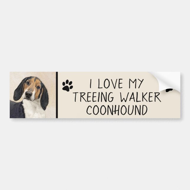 Treeing Walker Coonhound Painting - Original Art Bumper Sticker (Front)