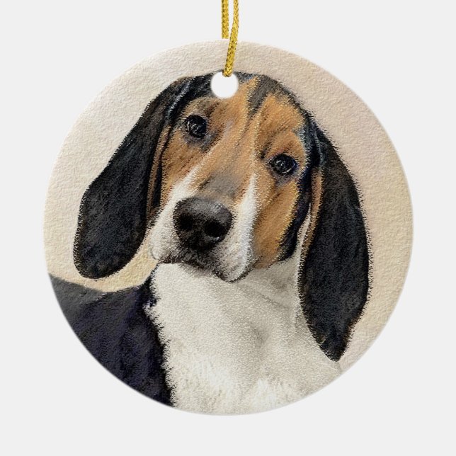 Treeing Walker Coonhound Painting - Original Art Ceramic Tree Decoration (Front)