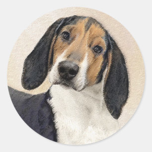 Treeing Walker Coonhound Painting - Original Art Classic Round Sticker