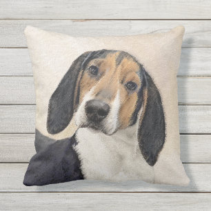 Treeing Walker Coonhound Painting - Original Art Cushion