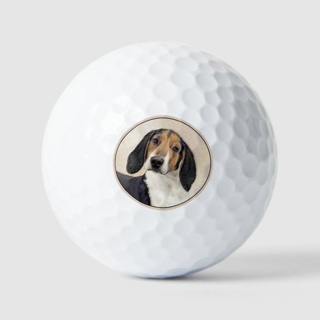 Treeing Walker Coonhound Painting - Original Art Golf Balls (Front)