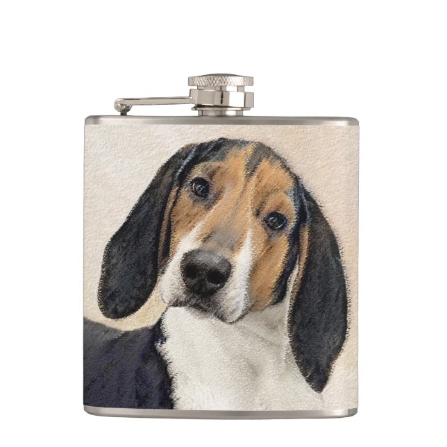 Treeing Walker Coonhound Painting - Original Art Hip Flask (Front)