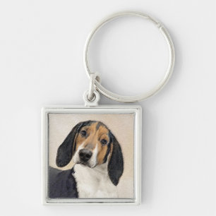 Treeing Walker Coonhound Painting - Original Art Key Ring