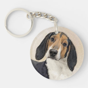 Treeing Walker Coonhound Painting - Original Art Key Ring