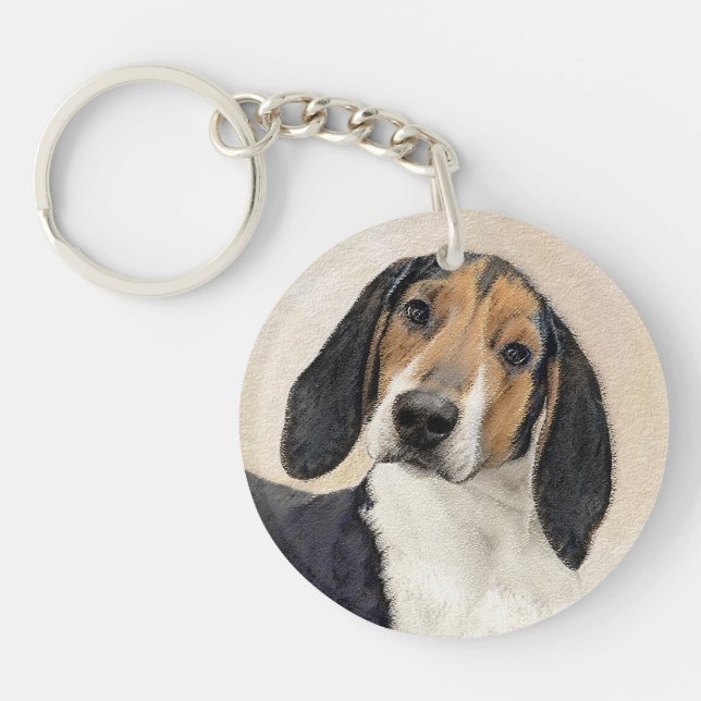 Treeing Walker Coonhound Painting - Original Art Key Ring (Front)