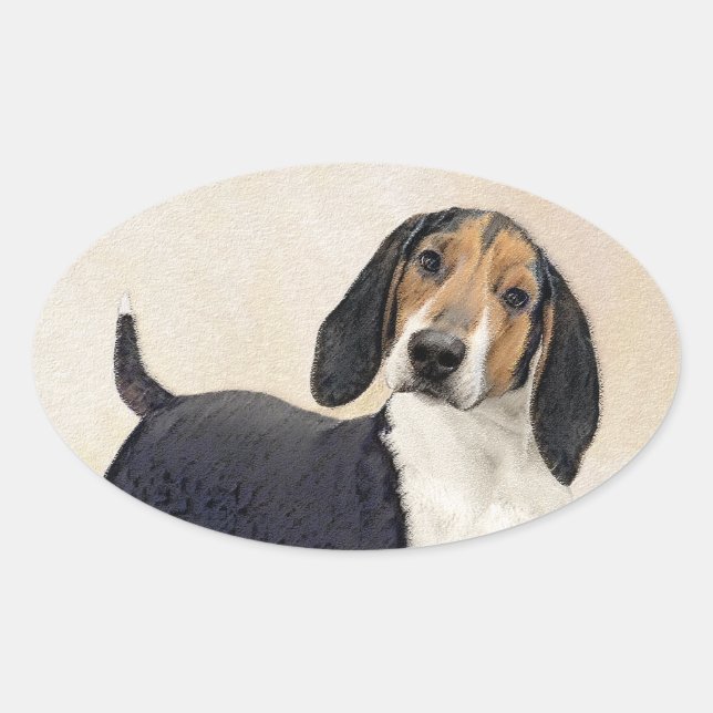 Treeing Walker Coonhound Painting - Original Art Oval Sticker (Front)