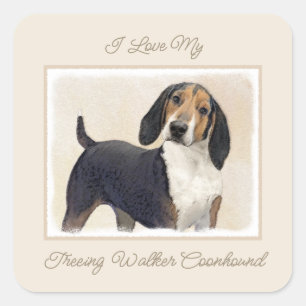 Treeing Walker Coonhound Painting - Original Art S Square Sticker