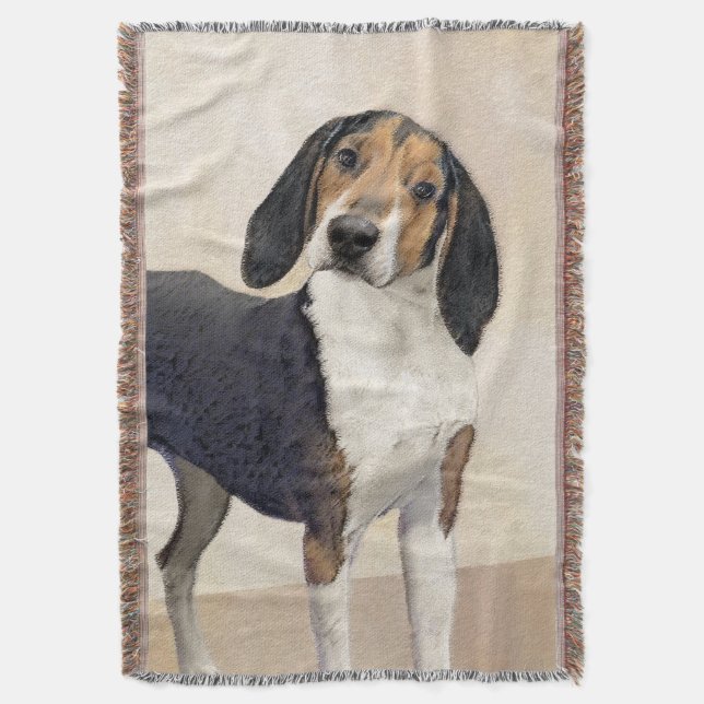 Treeing Walker Coonhound Painting - Original Art Throw Blanket (Front Vertical)