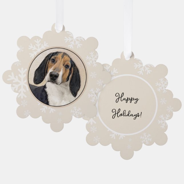 Treeing Walker Coonhound Painting - Original Art Tree Decoration Card (Front/Back)