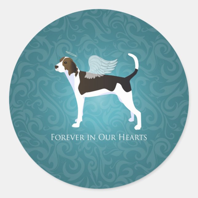 Treeing Walker Coonhound Pet Memorial Angel Dog Classic Round Sticker (Front)