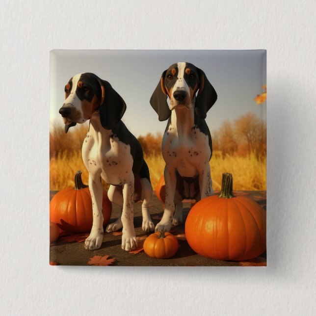 Treeing Walker Coonhound Puppy Autumn Pumpkin 15 Cm Square Badge (Front)