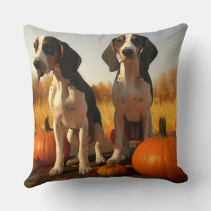 Treeing Walker Coonhound Puppy Autumn Pumpkin Cushion